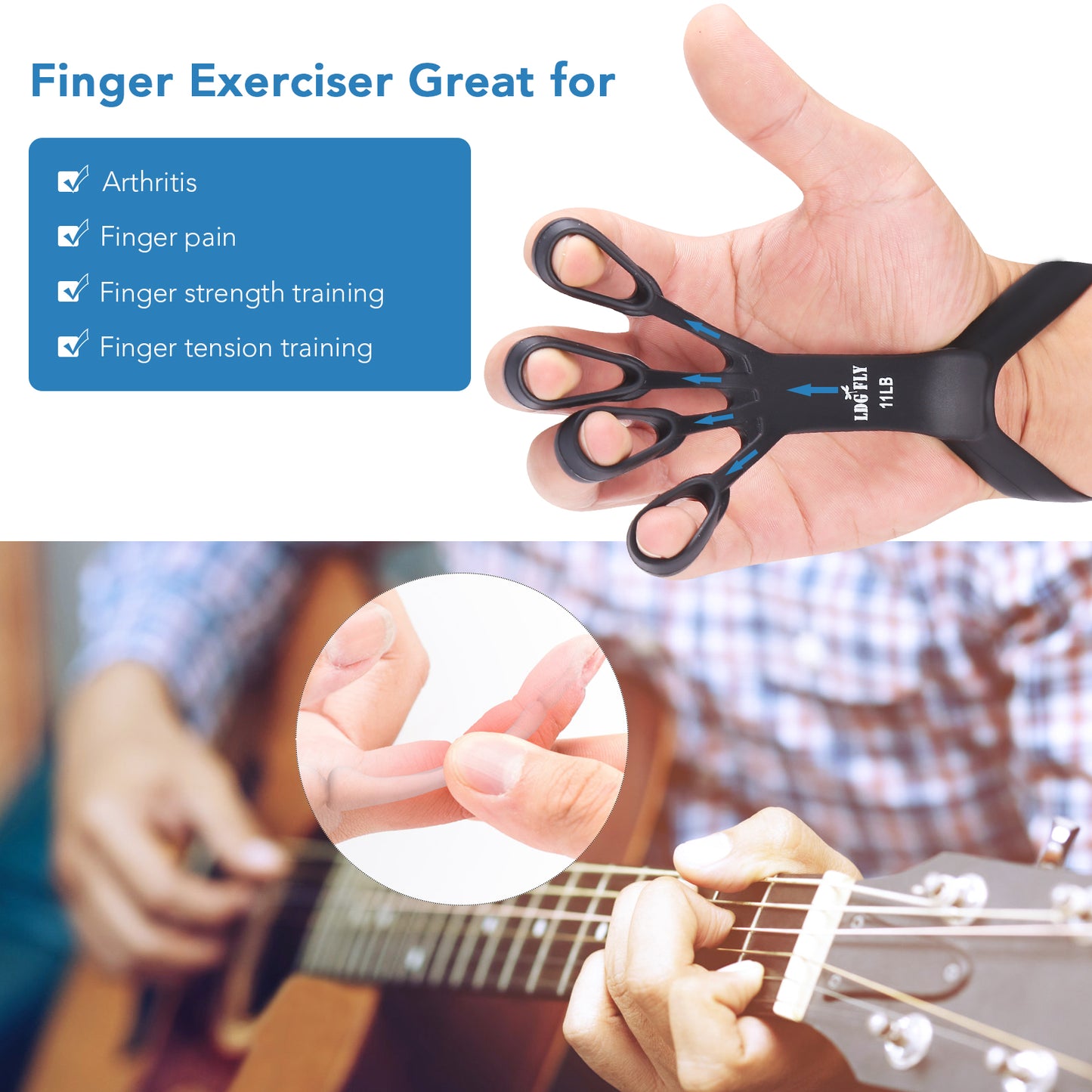 Hand Grip Strengthener - Hand Exerciser and Adjustabe Finger Stretcher - Grip Strength Trainer for Hand Therapy, Rock Climbing - Relieve Pain for Arthritis, Carpal Tunnel…