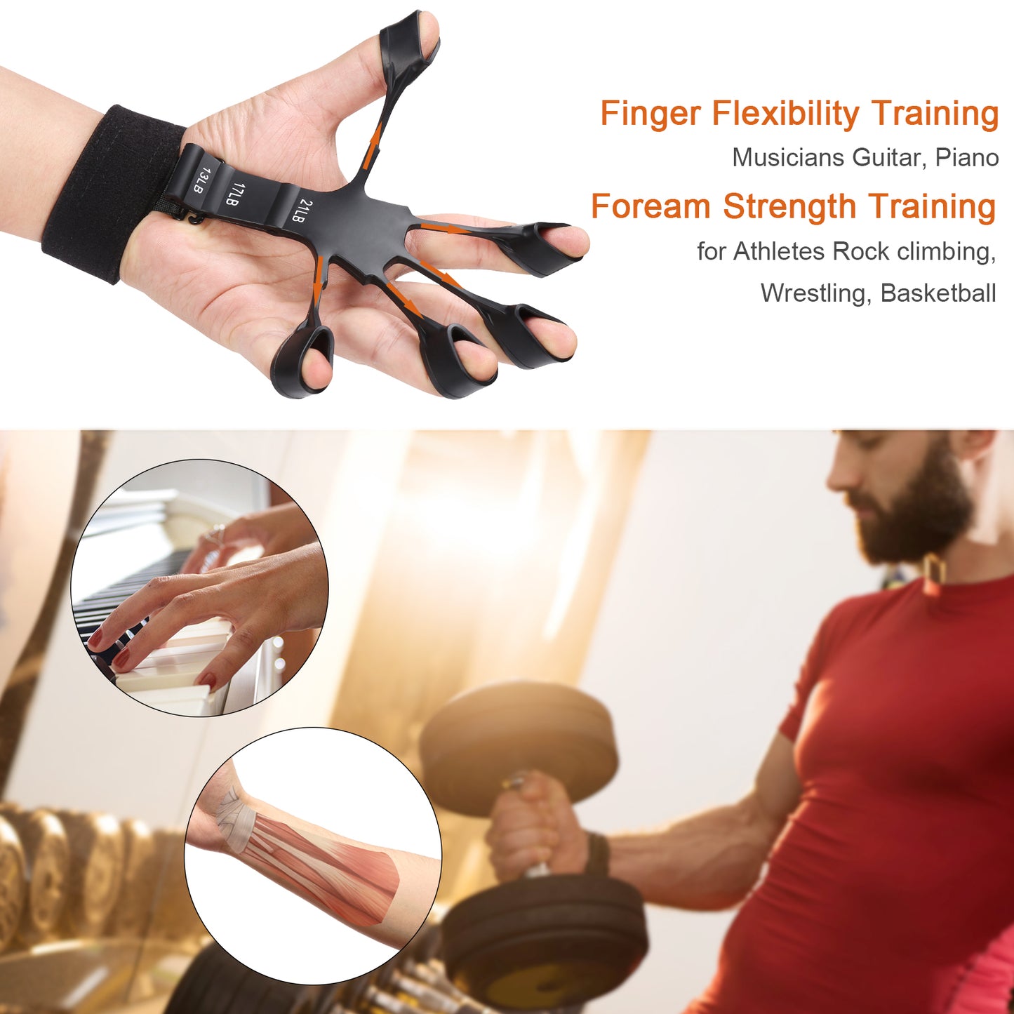 Adjustable Hand Exerciser and Finger Stretcher for Hand Therapy, Rock Climbing - Relieve Pain for Arthritis, Carpal Tunnel