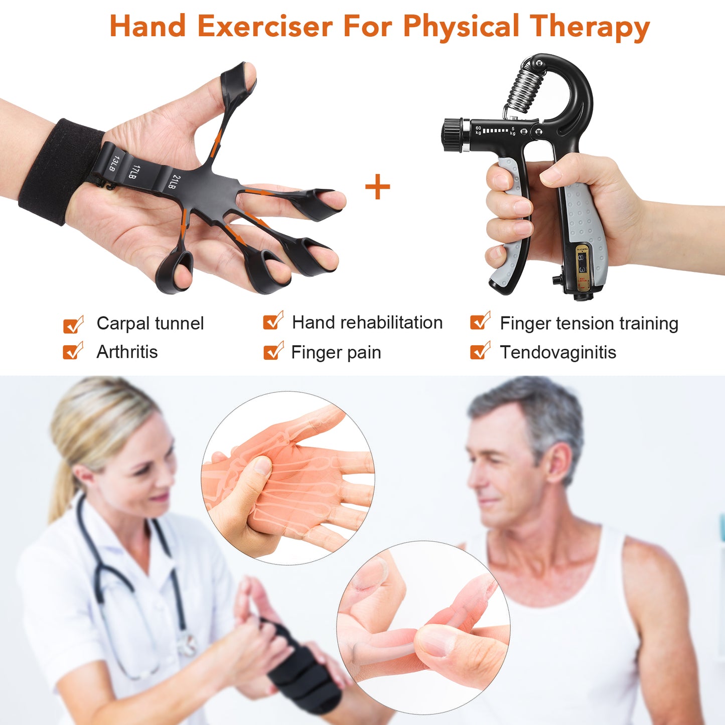 Finger Exerciser and Hand Strengthener, Finger Stretcher for Hand Therapy and Recovery - Relieve Pain for Arthritis, Carpal Tunnel